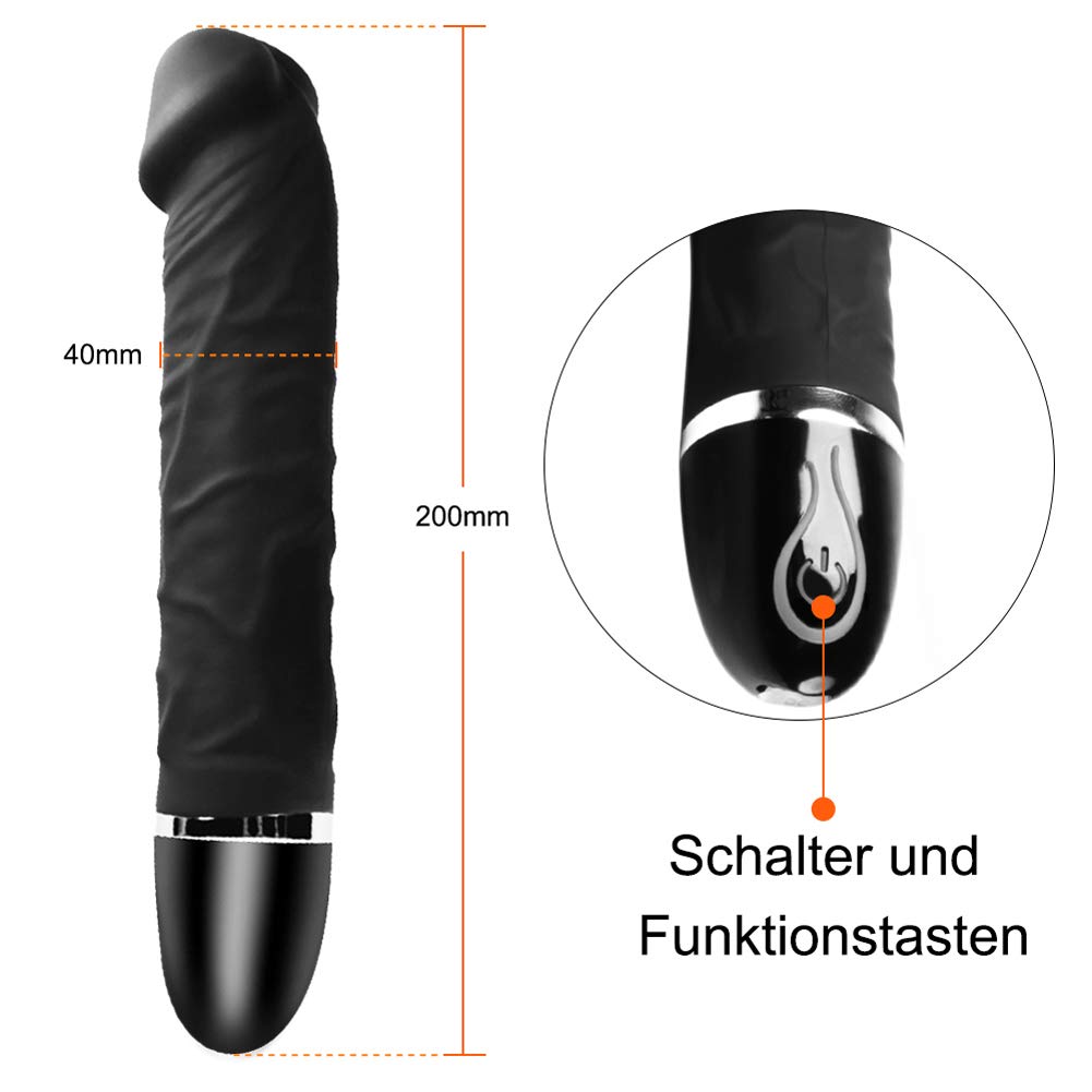 Vibratoren für Sie Klitoris und G-Punkt mit Stoßfunktion, Ultra Weich Silikon Vibratoren für Sie Leise und Stark, Massagestab für Frauen Sex Wasserdicht, USB Wiederaufladbar, Schwarz