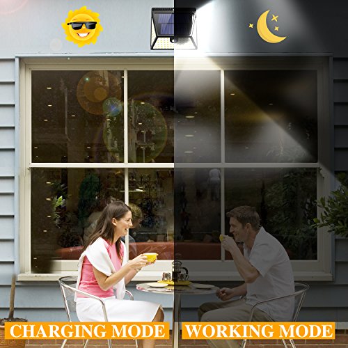 82 LEDs Solar Motion Sensor Lights Outdoor, ZOOKKI Super Bright Waterproof Solar Powered Wall Lights Outside, Wireless Security Lights Night Light for Garden Fence Deck Yard Garage Driveway-2 Pack