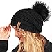 Winter Real Fur Pom Beanie Hat Warm Oversized Chunky Cable Knit Slouch Beanie Hats for Women