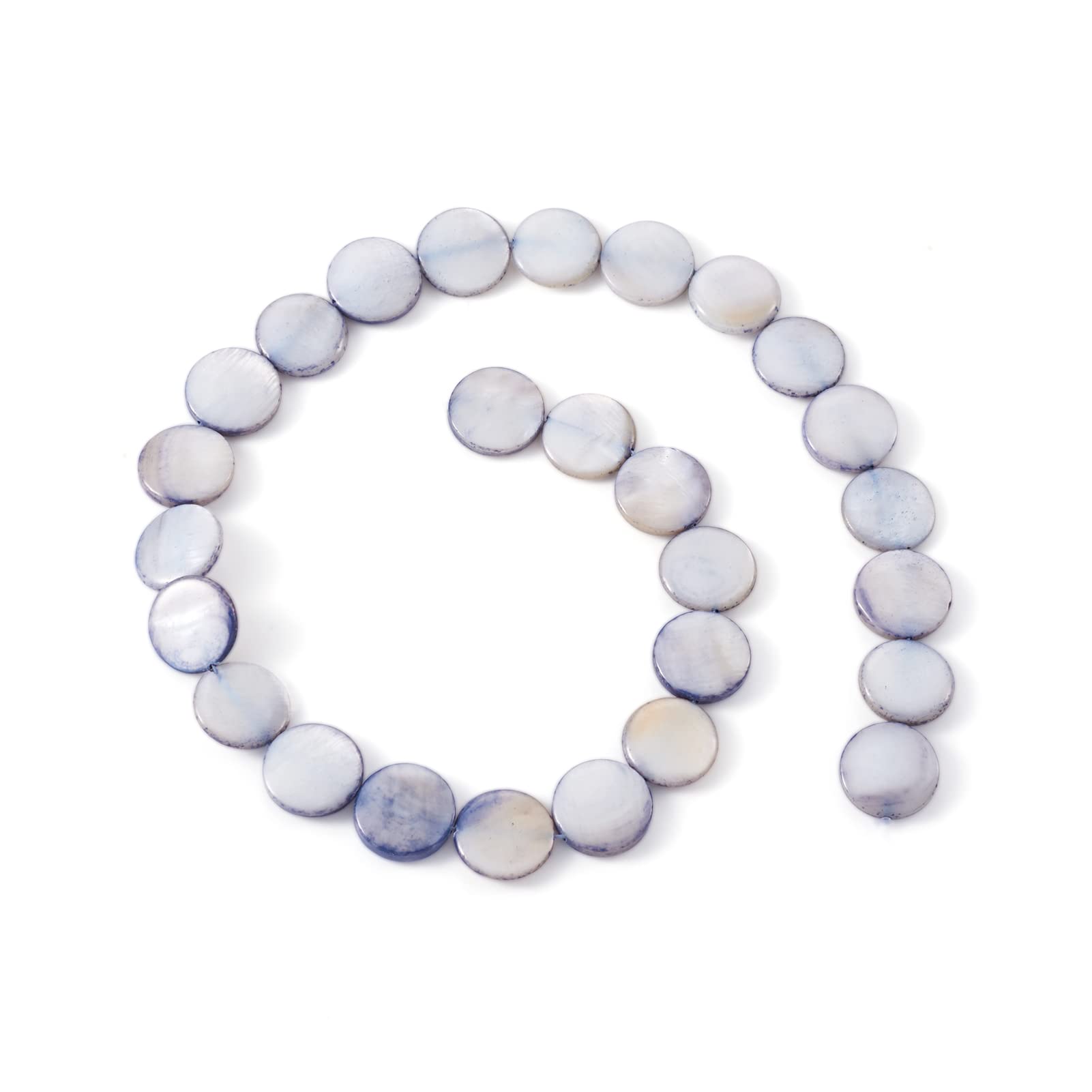 Cheriswelry 1 Strand 14mm Flat Round Shell Beads 14'' Disc Coin Natural Mother of Pearl Shell Spacers Dangle Bead for Jewellery Making Cadet Blue Dyed