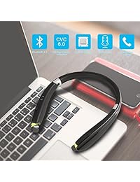 Besyoyo Auriculares Bluetooth plegables, inalámbricos con auriculares retráctiles, manos libres, Bluetooth a prueba de sudor, auriculares deportivos integrados en micrófono para dispositivos habilitados para Bluetooth