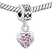 LilyJewelry Breast Cancer Awareness Angel Wing Heart Bead Charm For Bracelets