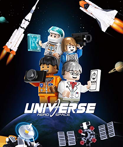 KWANITHINK Space Building Block Toys for Kids, 4 in 1 Space Construction Toys with Rocket, Satellite Lunar Lander and Astronaut, STEM Educational Toys for Boys and Girls