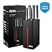 Knife Set, Modern Stainless Steel Knife Block Set 6 Piece, Professional Kitchen Cutlery Set with Ergonomic Handle and Full Tang Design, Wooden Matte Knife holder by DEIK
