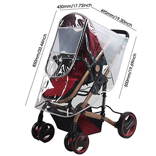 Baby Stroller Rain Cover and Mosquito Net Weather Shield，Universal Waterproof Windproof Protection Baby Stroller Rain Cover for Outdoor Indoor - Thumbnail 4