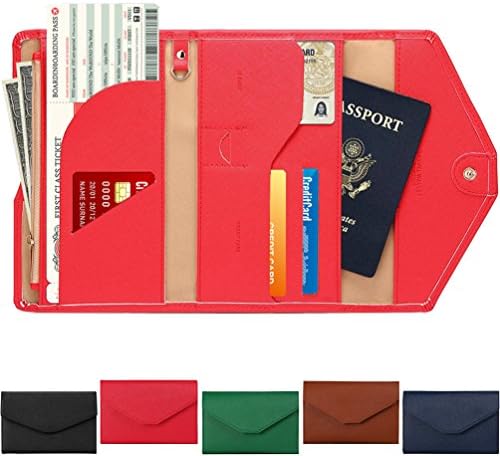 Andoor Rfid Blocking Passport Trifold Wallet Travel Multi-purpose Passport Holder Cover - Trifold Wallet - Red