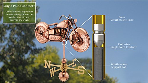 Good Directions Motorcycle Weathervane, Pure Copper