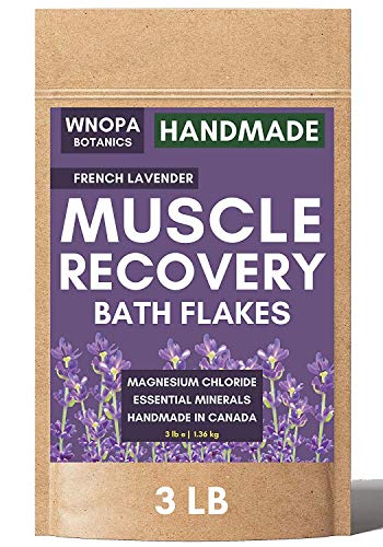 WNOPA Muscle Recovery Bath Soak – Natural Magnesium Chloride Bath Flakes Essential Minerals Essential Oils Dead Sea Salt – Absorbs Faster Than Epsom Salt For Soaking (French Lavender)