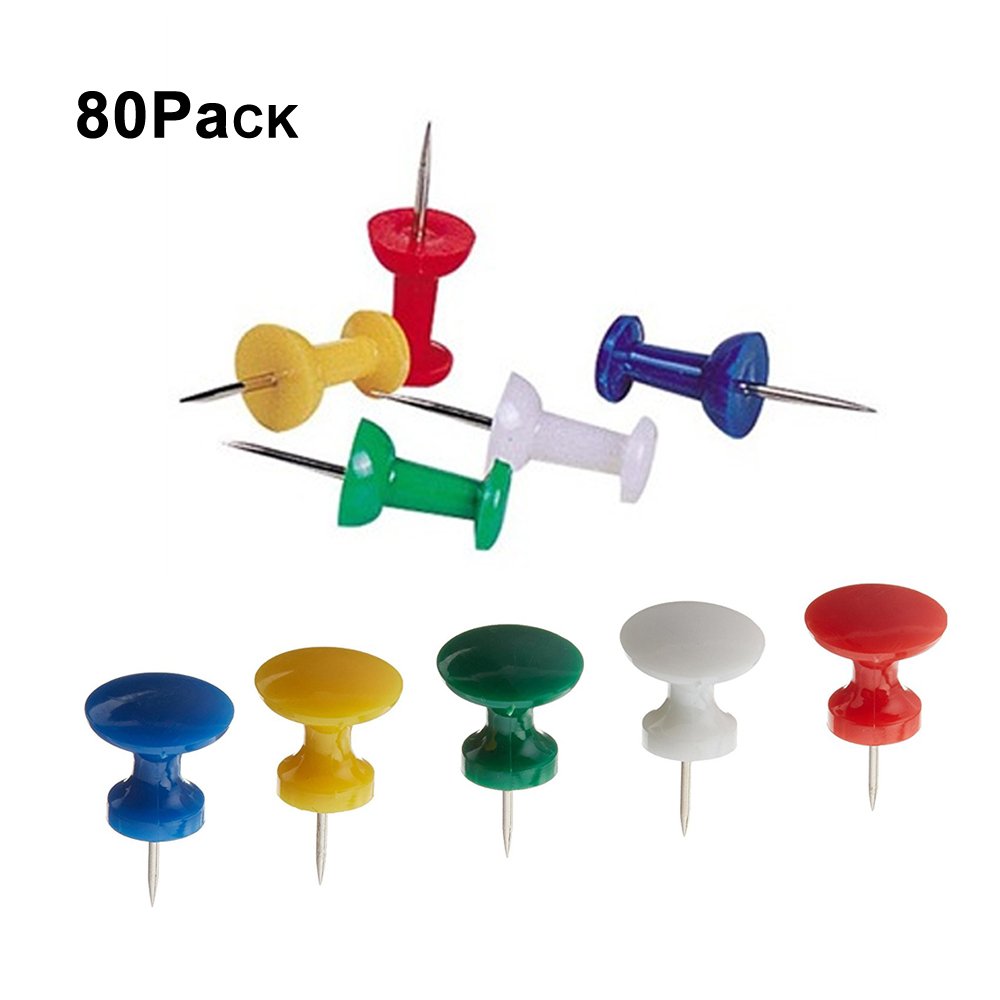 Simuer Push Pins 80 Pack Work Essentials Jumbo Push PinsGet Your Notes