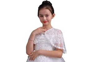 SLENYUBRIDAL Girls Lace Flower Girl Bolero Shrugs Shawl Wrap Kids Spring Summer Party Dress Cover Up