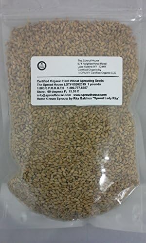 The Sprout House Certified Organic Non-gmo Hard Wheat for Wheat Grass, Bread Grinding, Cat Grass, Wheat for Storage, Ornamental Wheatgrass 5 Pound