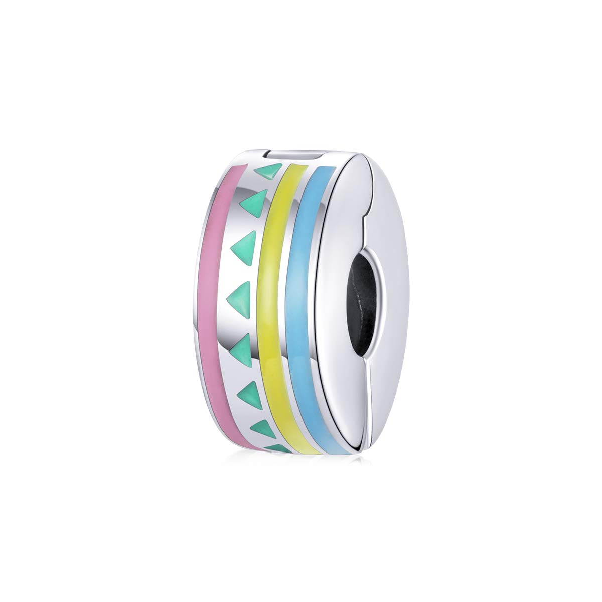 Spacer Bead Clip Charms 925 Sterling Silver Colorful Enamel Stopper Beads compatible with Pandora Bracelet Necklace