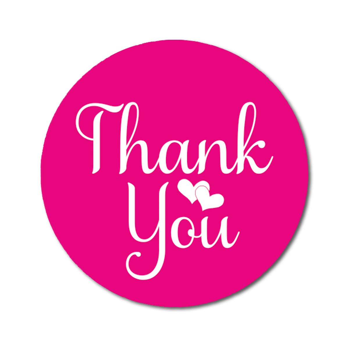 Darling Souvenir Personalized 1.6 Inches Round Fuchsia Pink DIY Heart Calligraphy Thank You Stickers-45 Pcs