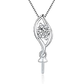 LGSY Sterling Silver Simple Zircon Bail Pin Pendant Fitting for Pearl Jewelry, Design Pendant Mount for Women DIY Jewelry Making
