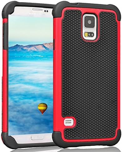 Galaxy S5 Case,Jaweke [Drop Protection] [Shock Proof] Soft TPU + Hard PC High Impact Hybrid Dual Layer Armor Heavy Duty Defender Rugged Protective Slim Case Shell For Samsung Galaxy S5(Black/Red)