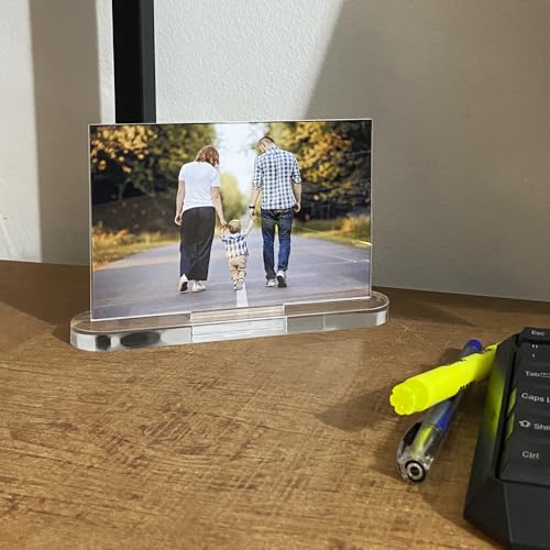 Porta Retrato 10x15 Acrílico Transparente Luxo com Base Fixa – Suporte para 2 Fotos, Design Moderno e Elegante