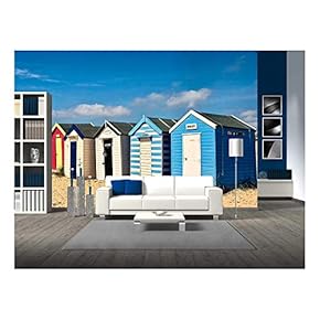 Row of Beach Huts on The Sand at Southwold - Removable Wall Mural | Self-Adhesive Large Wallpaper - 66x96 inches
