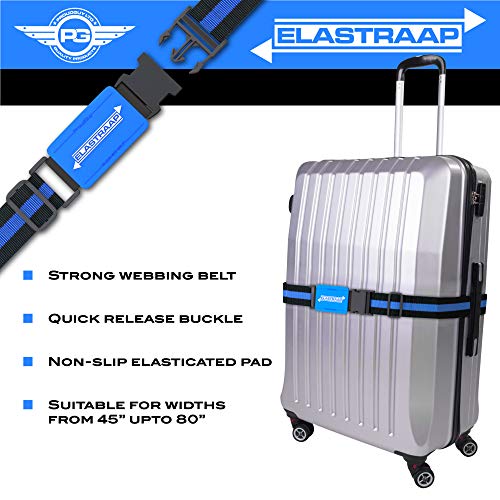 Luggage Straps, Adjustable Non-Slip Baggage Belts- Suitcase Bands For Travel Bag (2 Straps, Blue Stripe 2pk) - Thumbnail 5
