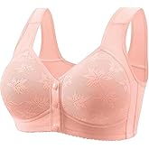 Daisy Lace Bras for Women Front Closure No Underwire Comfort Senior Wireless Snap Closing Bra