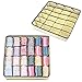 2 Pack Socks Drawer Closet Organizer-24 Cell Collapsible Dividers Storage Boxes For Storing, Towels, Ties (Beige)