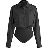 CIDER Collar Solid Button Long Sleeve Blouse Bodysuit