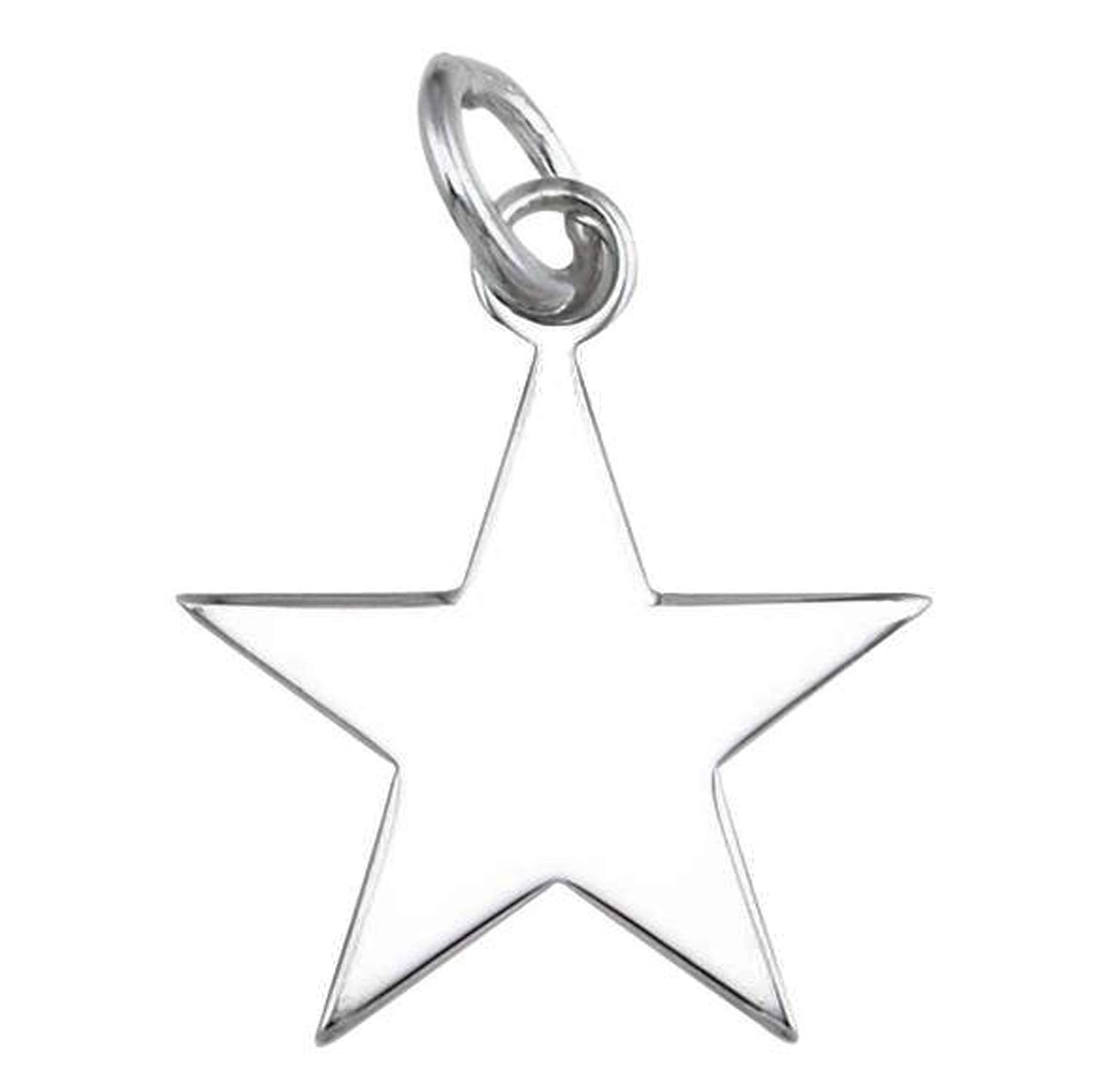 Engravable Star Tag Charm (Large) 925 Sterling Silver Charms for Bracelets Necklaces for Women - Fit European Link Charm Bracelet Necklace - Women's Charms - Slider Dangle Charm
