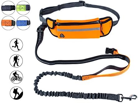 PetforCity Hands Free Dog Running Leash with Waist Pocket Adjustable Belt Shock Absorbing Bungee Fits up to 45”