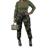 Shiyinvie Women's Casual Cargo Camouflage Camo Pants with Pocket