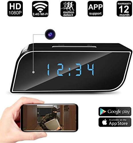 Spy Hidden Camera Alarm Clock 1080P 2.4G WiFi Hidden Camera Motion Detection Wireless Camera Clock Rhombic Design for Home Security Support iOS/Android/PC/Mac by Jiamus