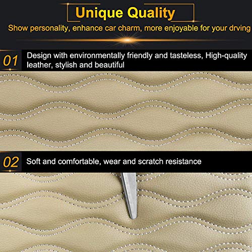 Linkhood Universal Center Console Leather Pad, Waterproof Car Armrest Seat Box Cover Protector for Most Vehicle, SUV, Truck, Car (Beige)