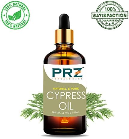 PRZ Cypress Essential Oil - Pure Natural & Therapeutic Grade Oil for Aromatherapy, Skin Care & Hair Care, 15 ml