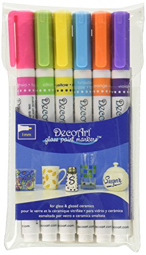 Decoart 6 Piece 1mm Brights Glass Paint Marker Set