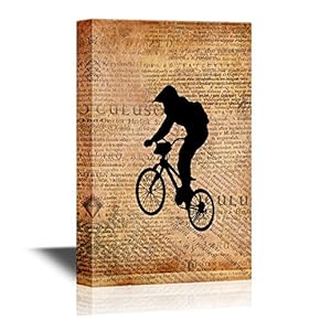 Canvas Wall Art - Silhouette of a Man Doing a Bicycle Stunt - Gallery Wrap Modern Home Art | Ready to Hang - 12x18 inches
