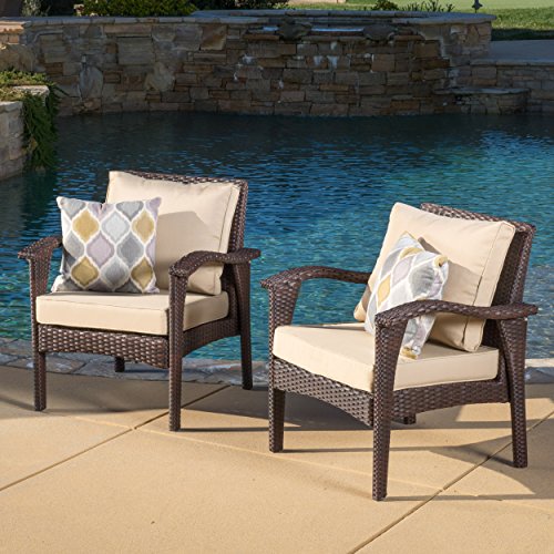 Great Deal Furniture (Set of 2) Bleecker Outdoor Grey Wicker Club Chair