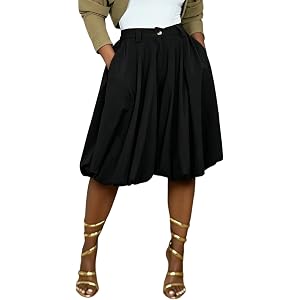 LETSVDO Women Wide Leg Palazzo Capri Pants High Waisted Baggy Pleated Bubble Balloon Skirt Cropped Trousers Culottes Shorts