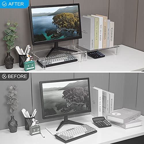 Sumerflos Clear Acrylic Monitor Laptop Stand, Sturdy and Save Space
