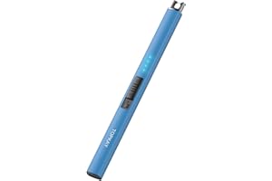 TOPKAY Electric Lighter Candle Lighter Windproof Flameless USB Rechargeable Plasma Arc Long Lighter for Grill Firework Kitchen Camping (Lake Blue)