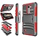 LG Stylo 2 Case, LG Stylus 2/Stylus 2 Plus/Stylo 2V/Stylo 2 Plus Holster Belt, Tekcoo [Hoplite] Shock Absorbing [Red] Locking Clip Defender Heavy Full Body Kickstand Carrying Armor Cases Cover