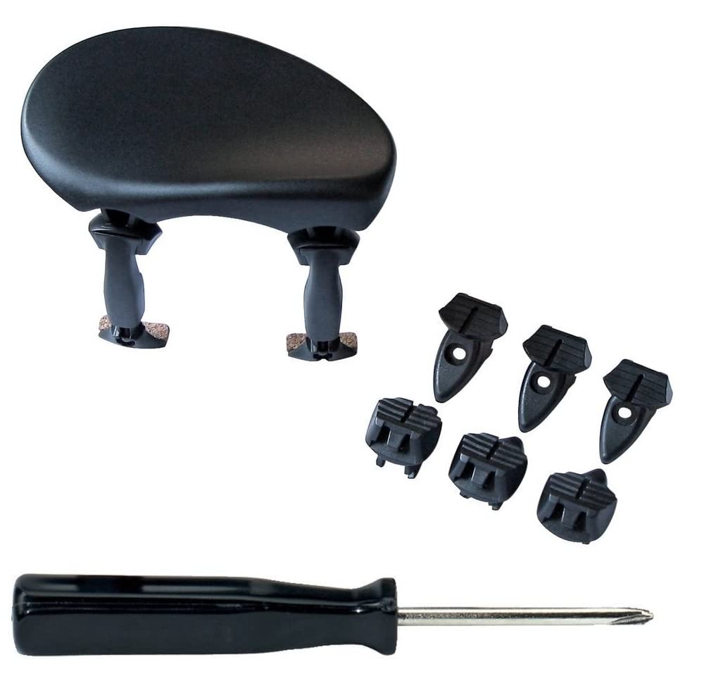 Wittner Chinrest Augsburg, centre-mounted chinrest Viola, high-tech plastic, height and tilt adjustable, easy to adjust, with screwdriver, black, Made in Germany, 257131