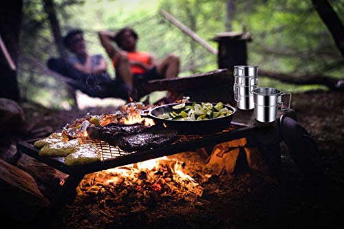 AITREASURE Outdoor Stainless Steel Cups Portable Camping Coffee Mugs Set with Handle for Camping Hiking Picnic