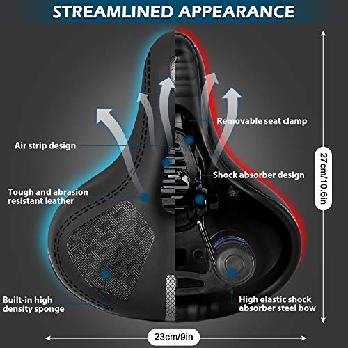 MLIAIMCE Bike Saddle Oversized Bicycle Saddle Bounce Memory Foam Comfortable Waterproof Breathable Hollow Ergonomic Saddle Road Bike MTB Saddle for Men Women Kids 11