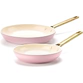GreenPan Reserve Hard Anodized Healthy Ceramic Nonstick 8" and 10" Frying Pan Skillet Set, Gold Handle, PFAS-Free, Dishwasher