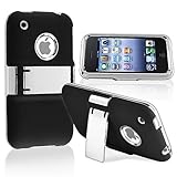 Snap-on Case compatible with Apple iPhone 3G / 3GS , Black with Chrome Stand
