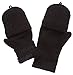 MIRMARU Women's Winter Knitted Fingerless Mitten Gloves with Flip Cover with Faux Fur Lining(602,Black)