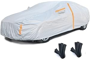 NUOMAN Car Cover All Weather Waterproof,6 Layer Car Cover for Automobiles,7 Reflective Strips Outdoor Full Cove Rain Sun UV Protection with Zipper Cotton,Universal (A3 (Fit Sedan 203" to 212"))
