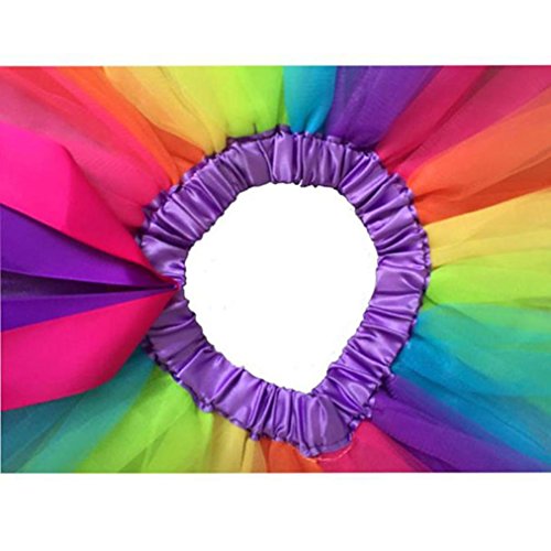 Toddler Kids Cute Tutu Dress,Girls Petticoat Rainbow Pettiskirt Bowknot Skirt Dancewear (Multicolor, S)