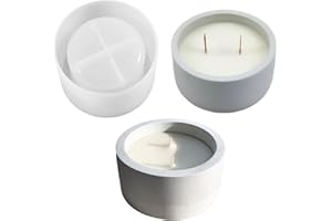 LSLEVA Round Candle Jar Molds, Creative Cylinder Silicone Candle Vessels Pot Molds, Concrete Round Bottle Making Moulds for Storage Candle Holder Jewelry Box Vase Aroma Cup (C)