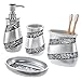 Creative Scents Bathroom Accessories set, 4-Piece Silver Mosaic Glass Luxury Bathroom Gift Set, Includes Soap Dispenser, Toothbrush Holder, Tumbler & Soap Dish – Finished in Stunning Silver