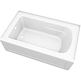 PROFLO PFS6036LSKN Hillsboro 60" x 36" Three Wall Alcove Acrylic Soaking Tub with Left Drain and Overflow - White