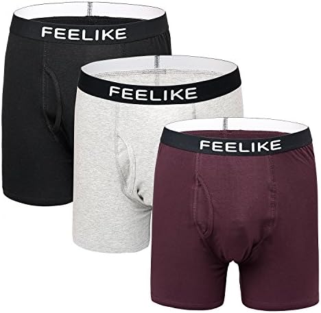 FEELIKE Men's Underwear Give-N-Go Boxer Brief Solid Classical Colors Set